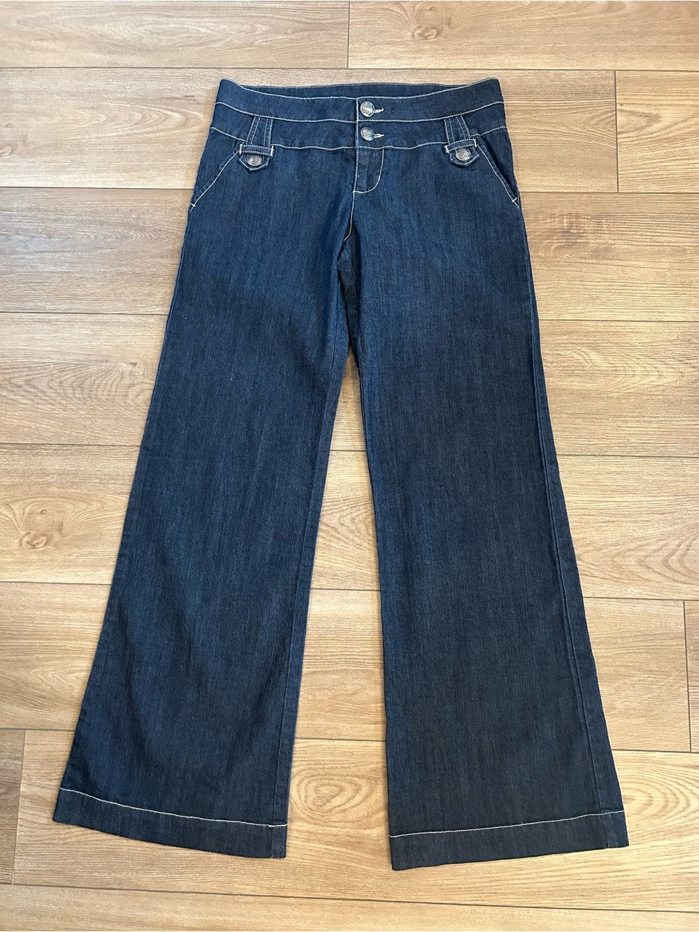 Gold Drama Wide Leg Trouser Jeans Size 9 Dark Wash Sailor Y2K